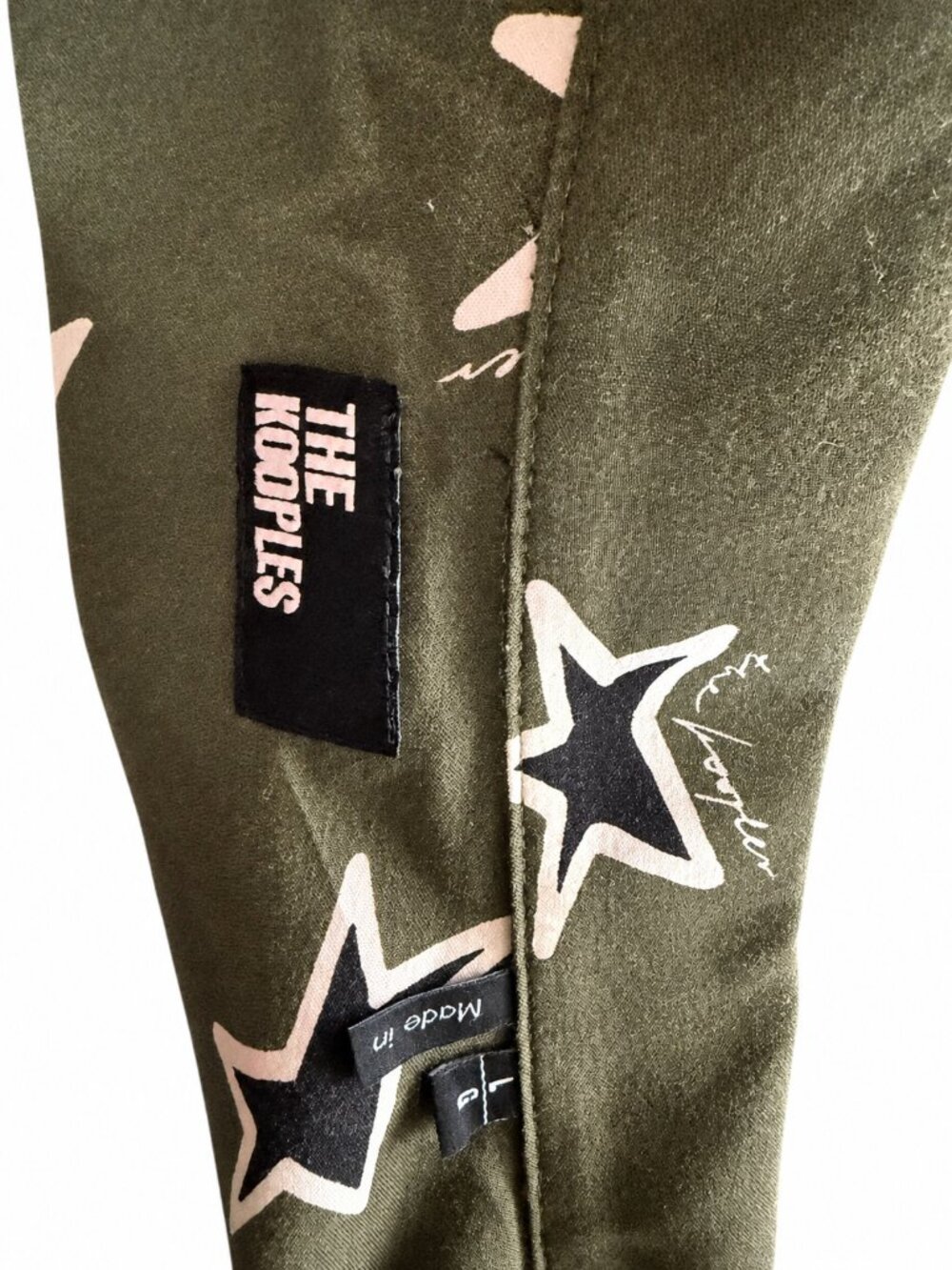 The Kooples Men’s Olive Star Print Viscose Camp Shirt Size L - Picture 2 of 7